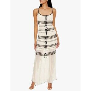 Forever 21 Striped Organza Cami Maxi Dress Womens Size XS Bow Embellished